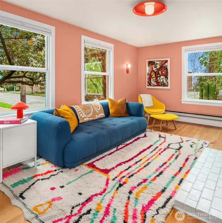 Fresh designer paint in modern, curated hues throughout the unit.