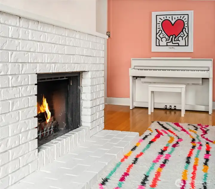 Wood burning fireplace keeps you nice and cozy.