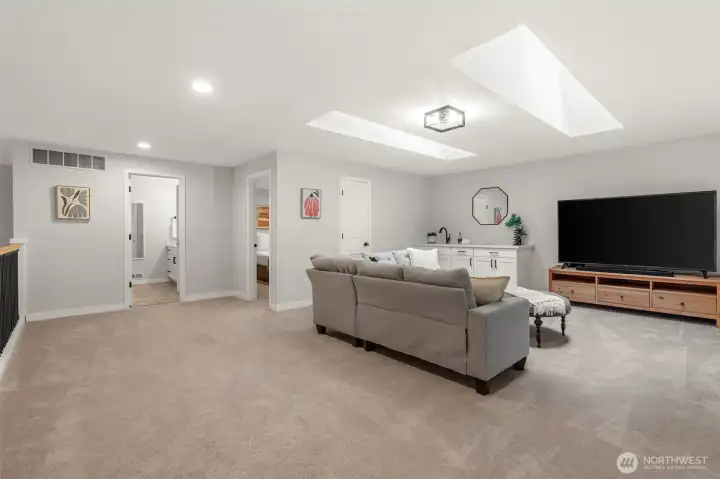 Loft space with wet bar