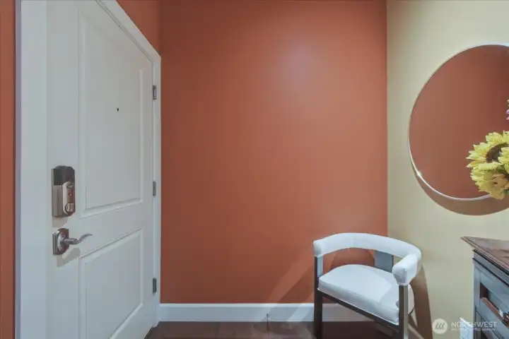 Unit entry, hardwood floors