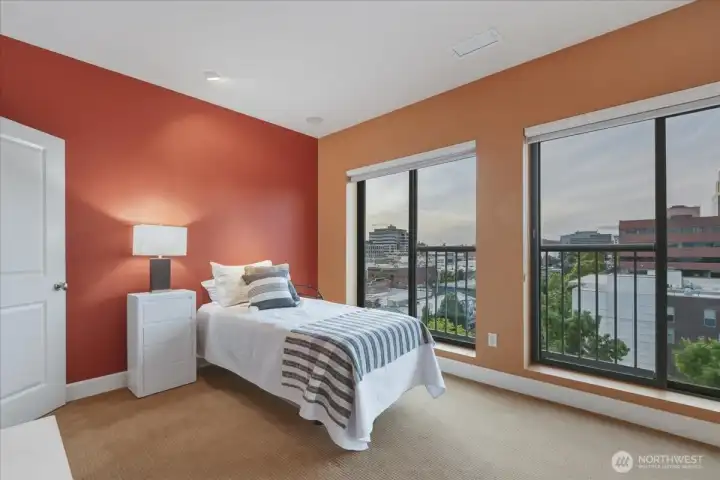 2nd Bedroom, w2w carpet, city view, closet