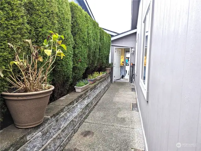 Exterior door from garage to side yard.
