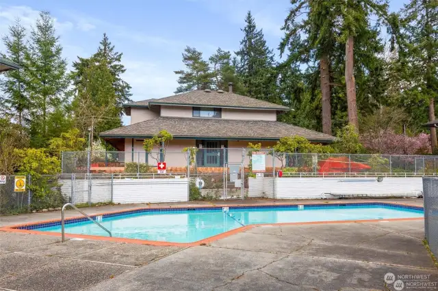 View of the Clubhouse beyond the pool.