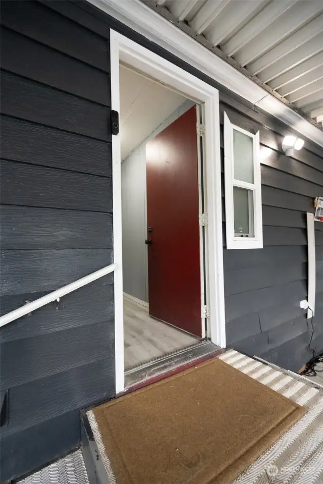 Back door under carport.