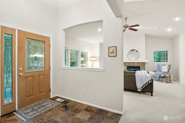 Bright entry with vaulted ceilings.