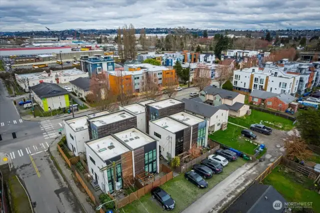 Aerial view of parking