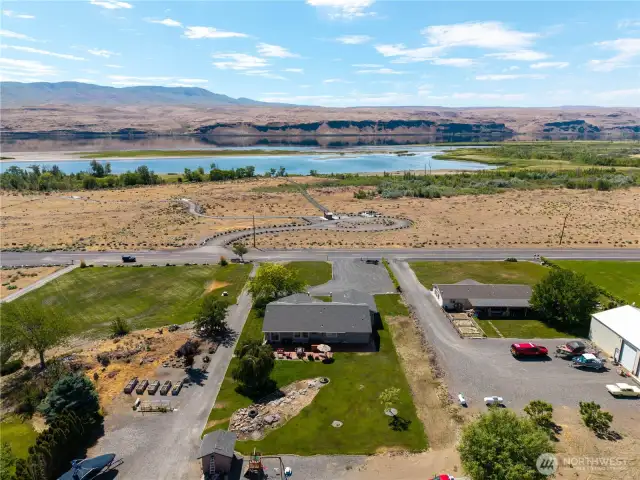 Aerial view facing Columbia River.