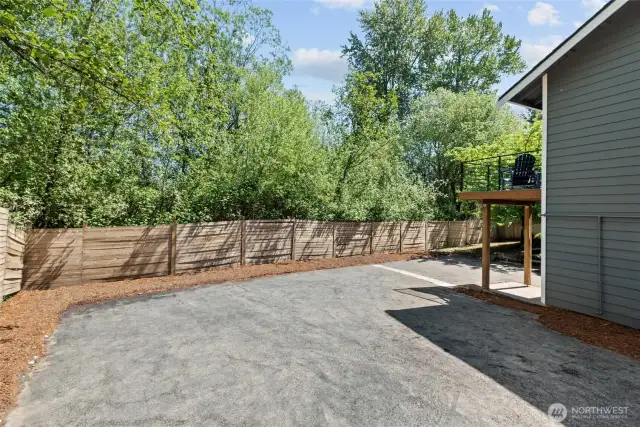 Fully fenced backyard