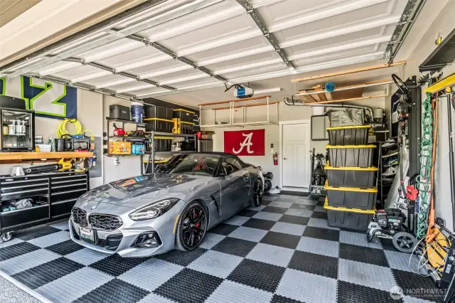 2 car garage with upgraded flooring