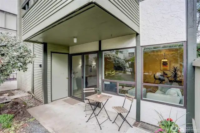 Large covered patio with plenty of room to entertain.  Storage closet off the patio.