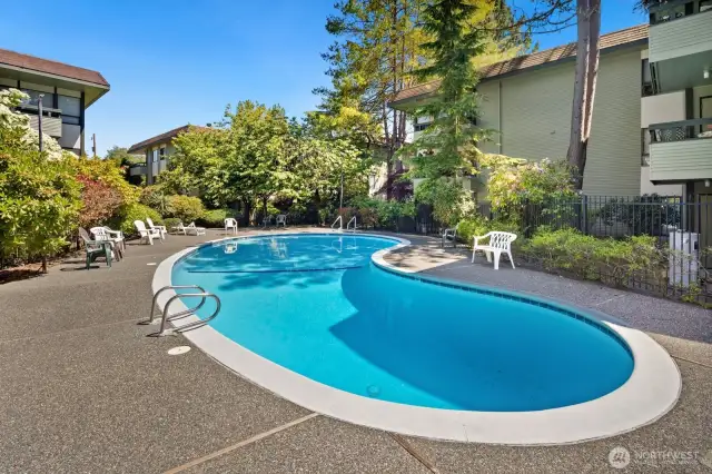 The outdoor pool is a beautiful place to swim, cool off, or just relax!