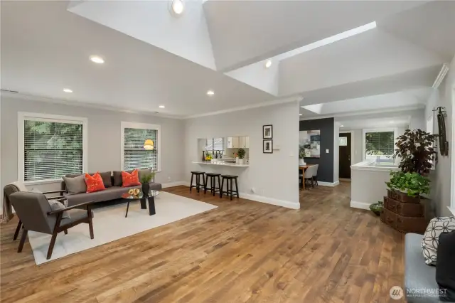 Rich Hickory Hardwood Floors.