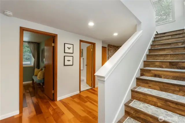 Beautiful Hickory wood stairs.