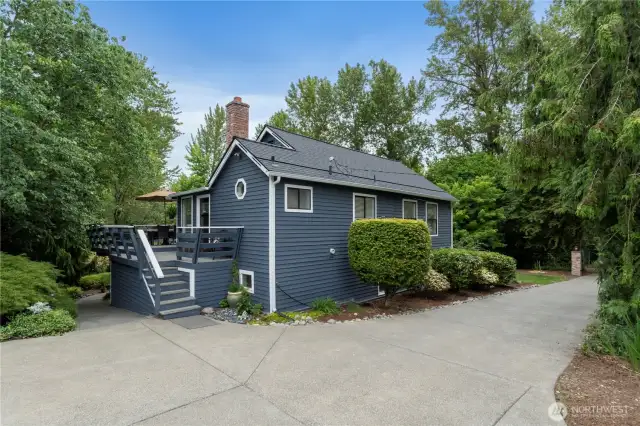 Extra long driveway w/ lots of extra parking space.