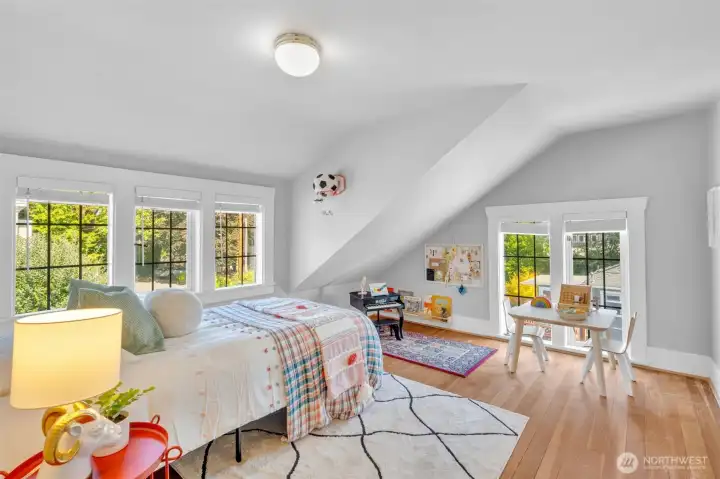 Bedroom with room for a desk.