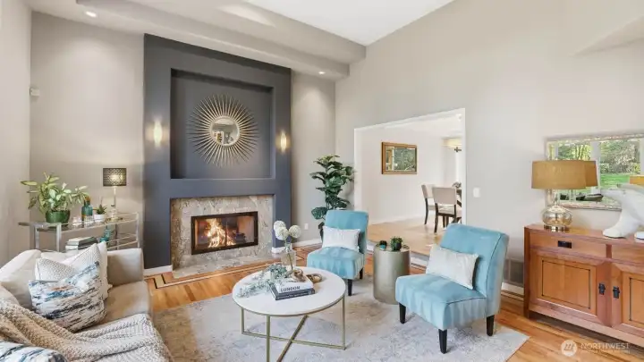 Living room is formal, yet cozy and inviting.