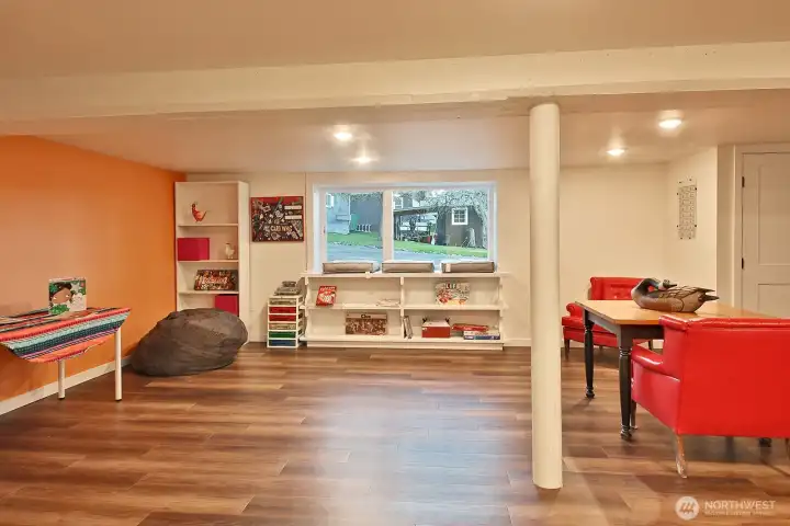 A spacious lower level designed for gathering and fun.