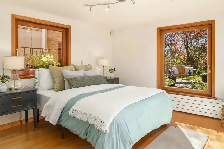 Bedroom #3 on Lower Level w Views of the Gardens