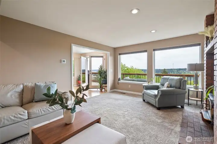 Great Room  with huge picture windows to enjoy the view