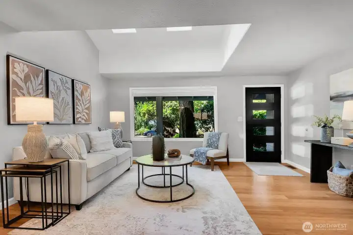 Bright Skylights over spacious Living Room
