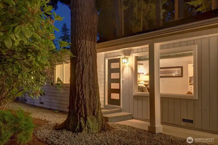 Handsome 'welcome home' front door with keyless entry while enhancing interior light even further.