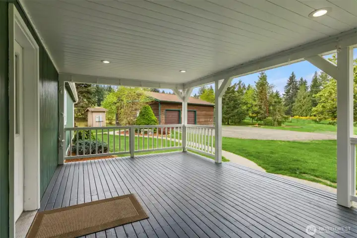 Large covered entry porch.