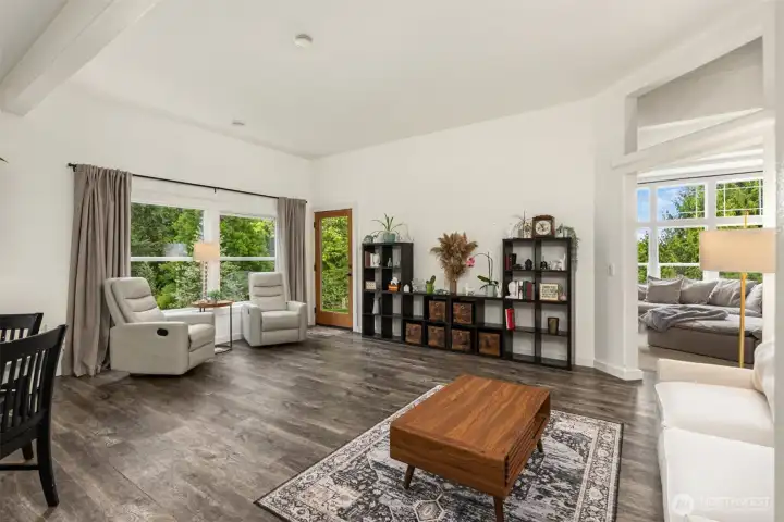 Open floor plan allows for multiple areas to relax and gather.