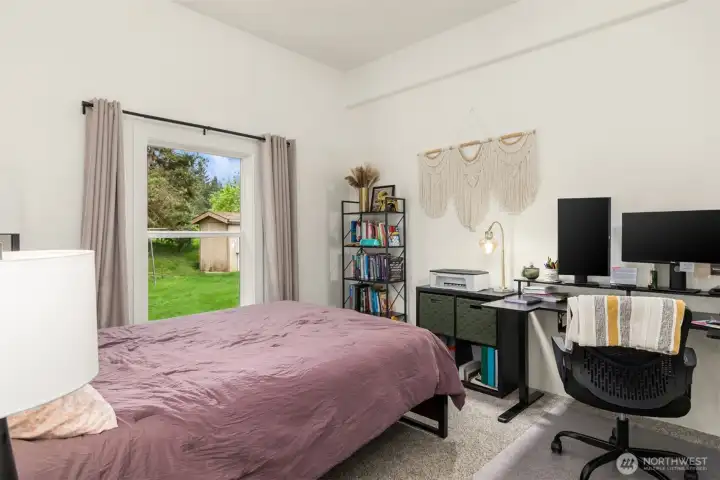 One of four total bedrooms.
