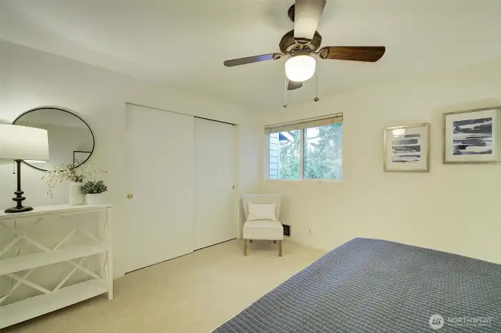 Ceiling fan and large closet!