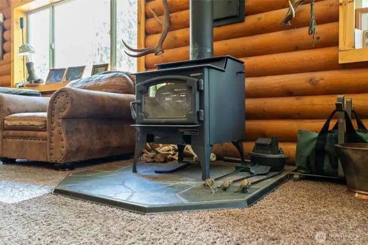Love the smell and heat a real wood stove adds.