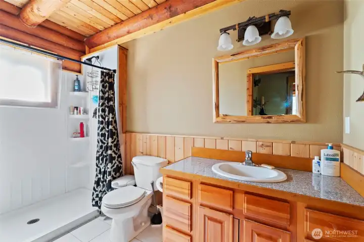 Nice bath with a huge shower