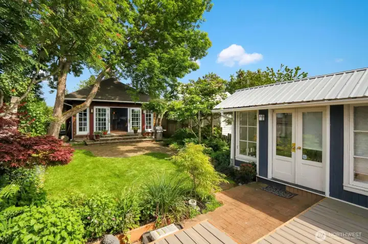 Backyard cabana and deck. Backyard cabana and deck.