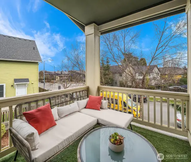 Covered deck allows year round enjoyment of this special outdoor living space.