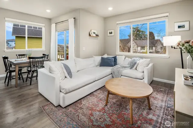 Living room and dining room areas.