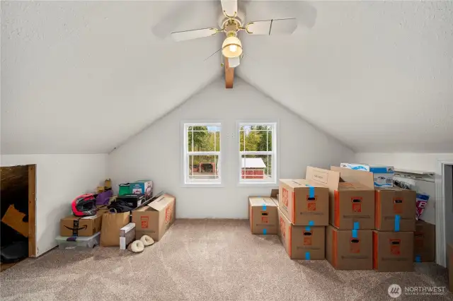 Upper Level 2 - 1,100 sq ft of Unfinished storage area has potential for bonus room, office space. New carpet.