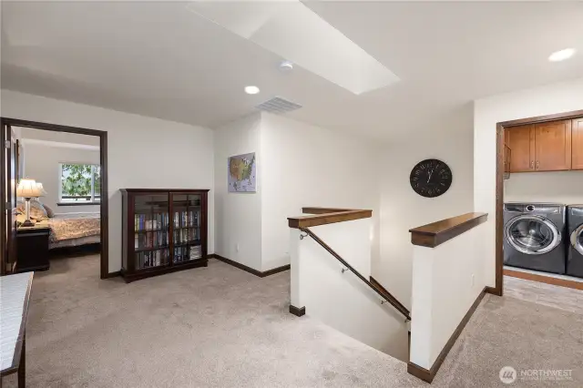 Large landing space with an area for exercise.