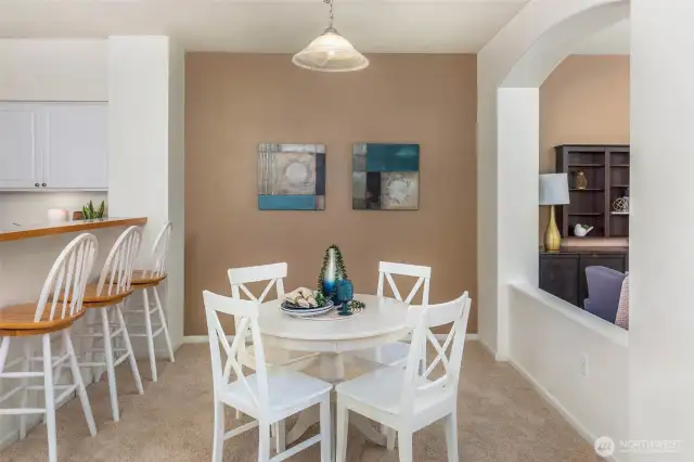 Dining room is perfect for meals with guests.