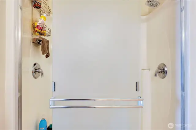 Primary bathroom with dual shower heads.