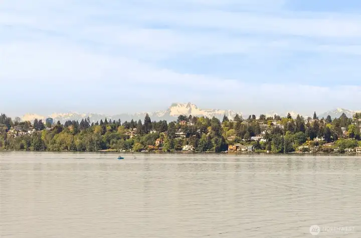 The stunning view over the Olympic range from your living room window!