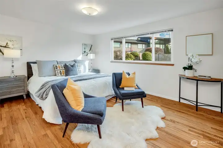 Primary bedroom suite with South facing windows