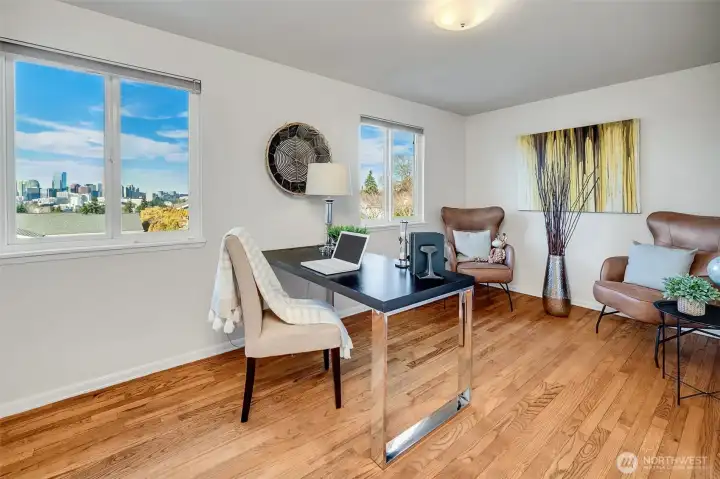 Bedroom 2 with views of downtown Bellevue