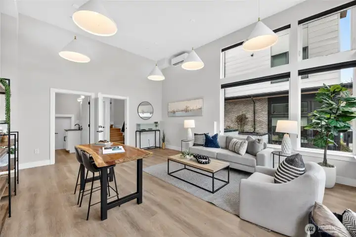 Soaring Ceilings and Engineered Hardwood Floors.