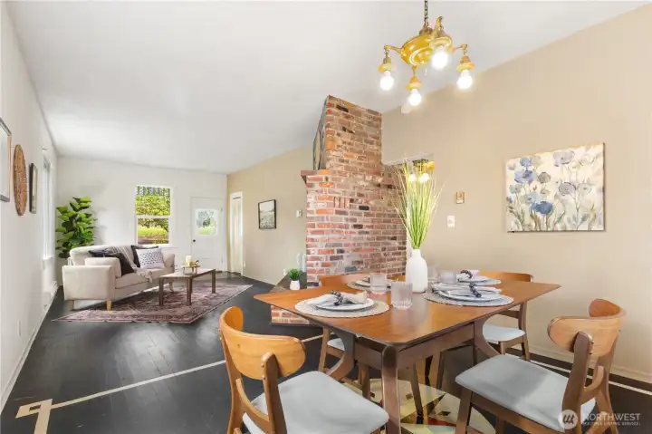 Dining room looking into living room