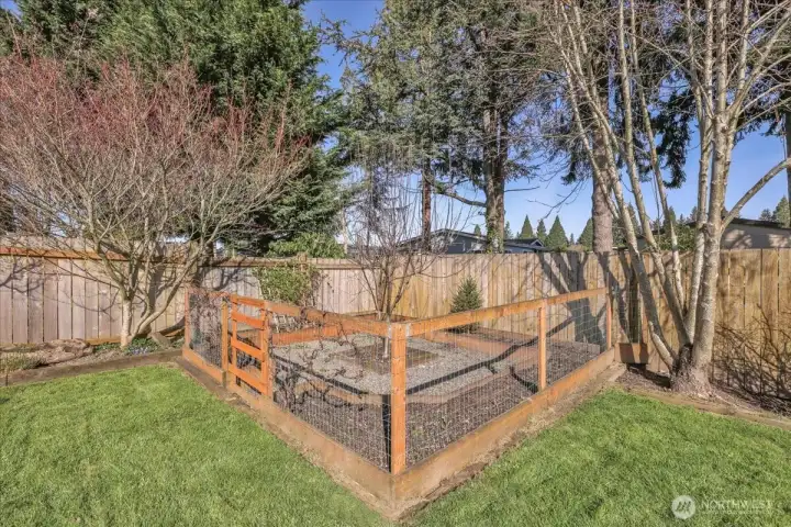Fenced off gardening area