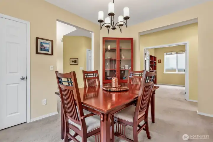 Large dining room for entertaining just off kitchen and with its own closet.