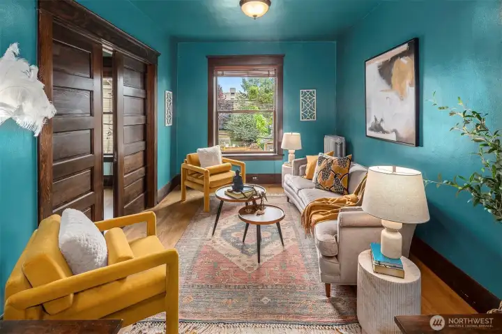 The paint scheme in this home is truly stunning and enhances all the vintage details but with a modern pop! The paint scheme in this home is truly stunning and enhances all the vintage details but with a modern pop!