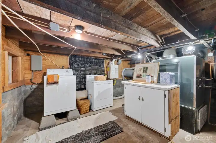 Spacious laundry room and storage in the walkout basement Spacious laundry room and storage in the walkout basement