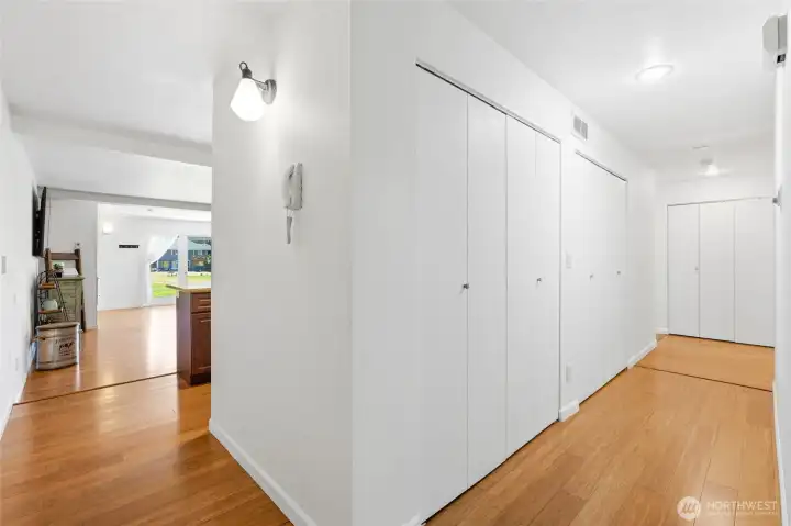 There is an abundance of storage in this home. Dual closets in the hallway and laundry closet at the end of the hallway.