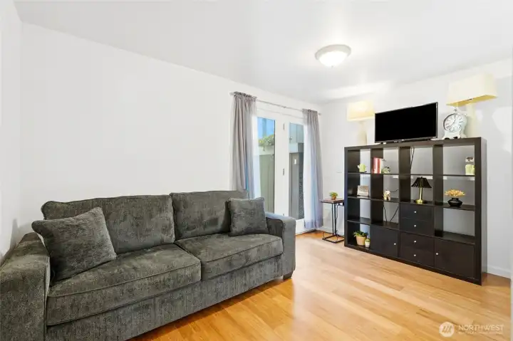 Guest room with access to the front patio space.
