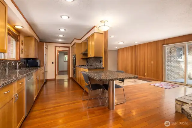 Galley kitchen with tons of storage!